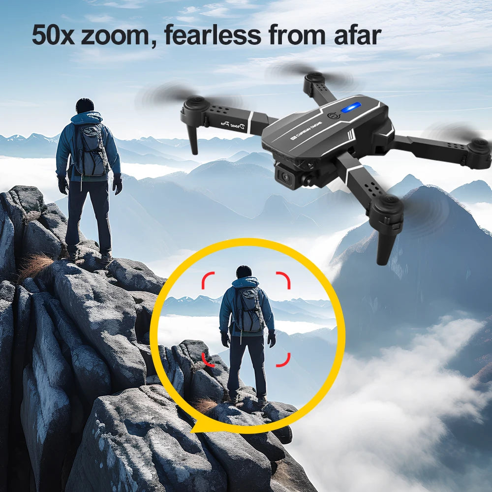 Folding RC Drone HD Dual Camera 120° Wide Angle 50X Digital Zoom HD Image Transmission LED Light Portable Design With Storage Bag Indoor Outdoor Flight Drone