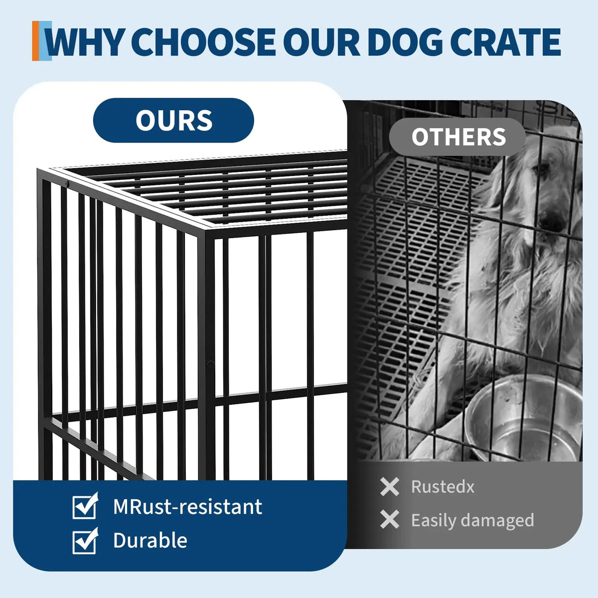 36 Inch Heavy-Duty Stainless Steel Dog Crate Escape-Proof Stackable Indoor Kennel with Double Locking Doors, Removable Tray, Openable Top and Lockable Wheels for Small Dogs