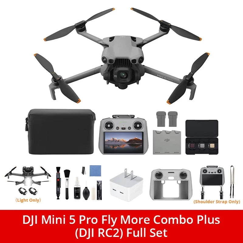 Mini 5 Pro Fly More Combo Plus FPV Drone With Camera Strobe Light & Charger & Cleaning Kit Mini Drones 4k Professional Omnidirectional Obstacle Sensing ActiveTrack
