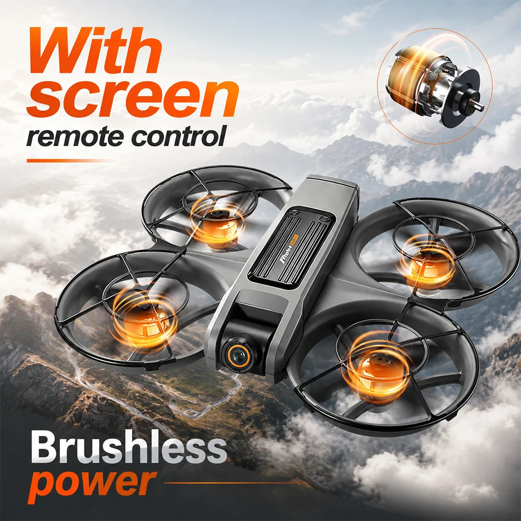 S156 RC Drone 8K Dual Camera Quadcopter with 5.9-Inch Screen Remote Brushless Motor Optical Flow Hovering 360° Protection WiFi FPV Remote Control Aircraft with Storage Bag 1 Battery