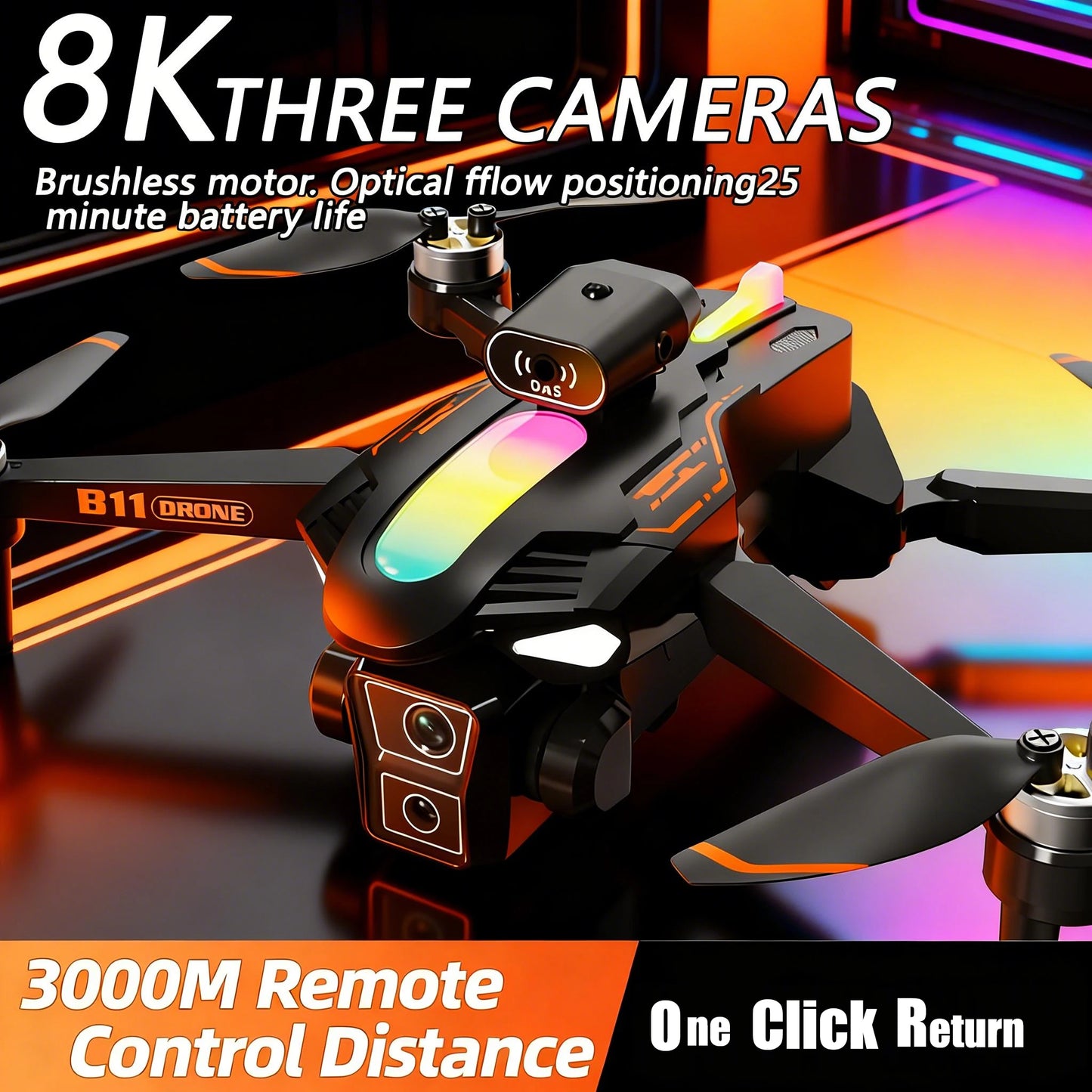 2026 B11 Pro WiFi FPV Drone - Dual 4K/1080P Camera, Wide-Angle HD, Altitude Hold, Foldable Quadcopter RC Helicopter Toy