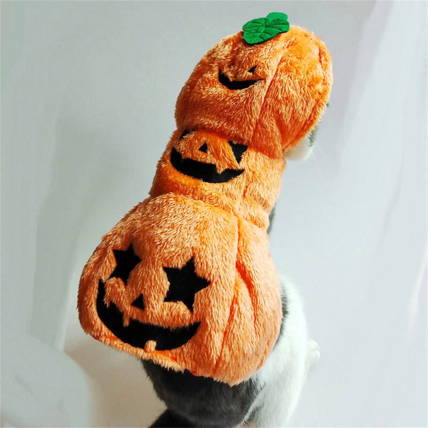 Halloween Pumpkin Costumes For Dogs, Pet Cosplay Clothes Warm Fleece Hoodie