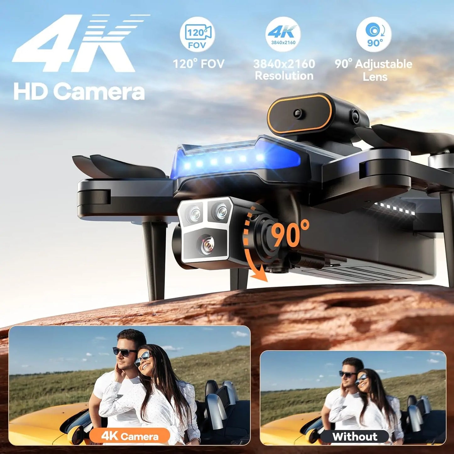 4K GPS Drone with Auto Return & Follow Me, Under 249g Foldable Quadcopter for Adults and Beginners (Age 14+, Black)