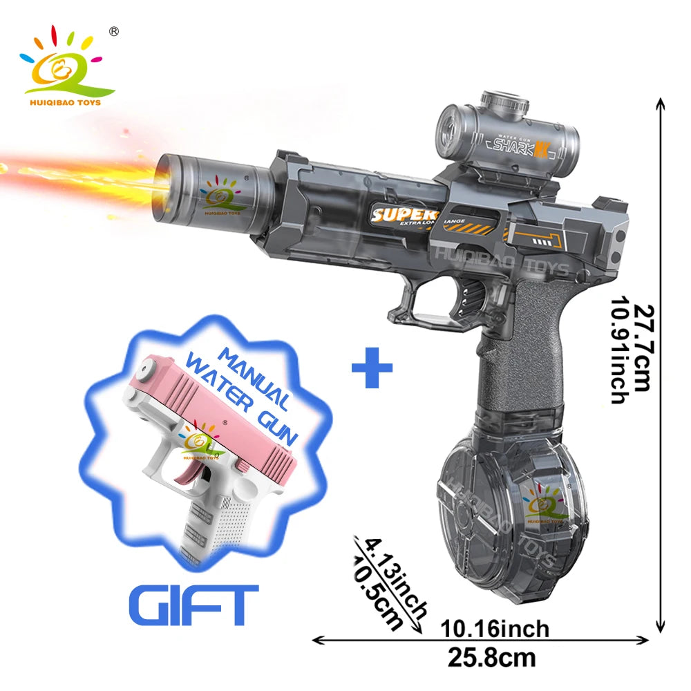 Electric Pulse Water Gun Simulated Flame Sensor Light Fully Automatic Fights Toy Water Pistol Outdoor Beach Toys Adult