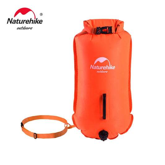 Inflatable Swimming Buoy Waterproof 28L Storage Dry Bag Adjustable Belt Flotation Bag Dual Airbag Swim Drifting Float
