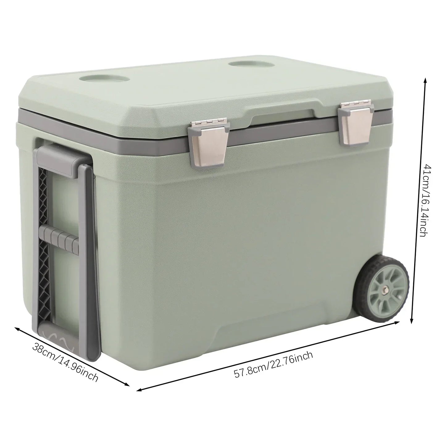47.5 QT Insulated Hard Cooler with Wheels Portable Ice Chest Box, Wheeled Cooler Drybox Cooler with Handle for Camping, Boating