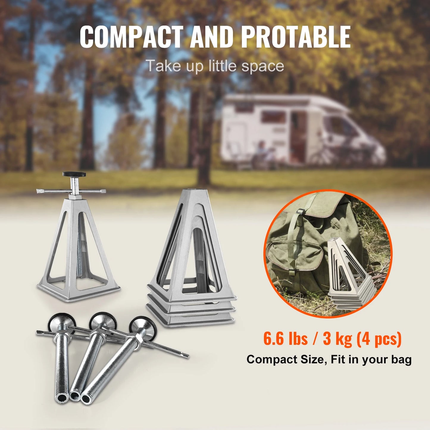 RV Stabilizer Jacks, 4 Pack Aluminum RV Leveling Jacks, Per Jack 6000 Lbs, RV Stack Jacks for RV Travel Trailer Camper