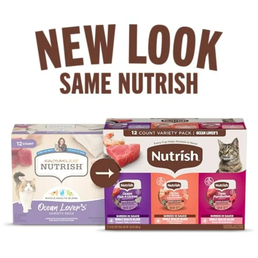Grain-Free Ocean Lover's Whole Health Blend Variety Pack Wet Cat Food. Cup, 12 Count