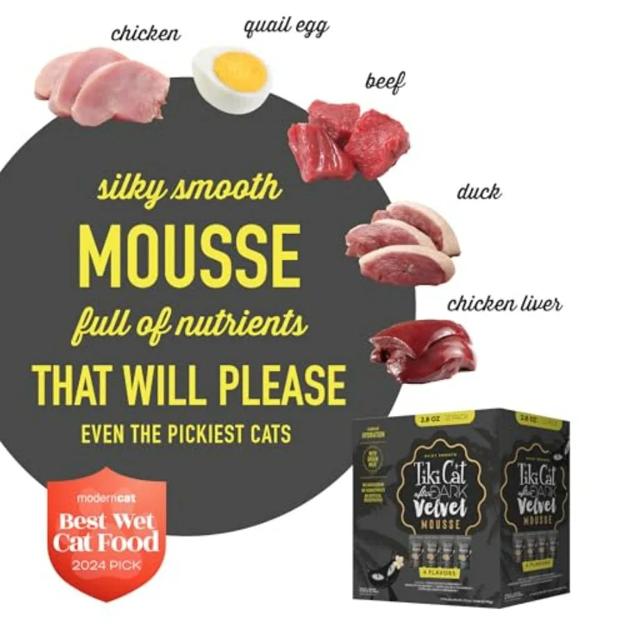 After Dark Velvet Mousse Wet Cat Food, Variety Pack, 2.8 oz. Pouch Pack of 12
