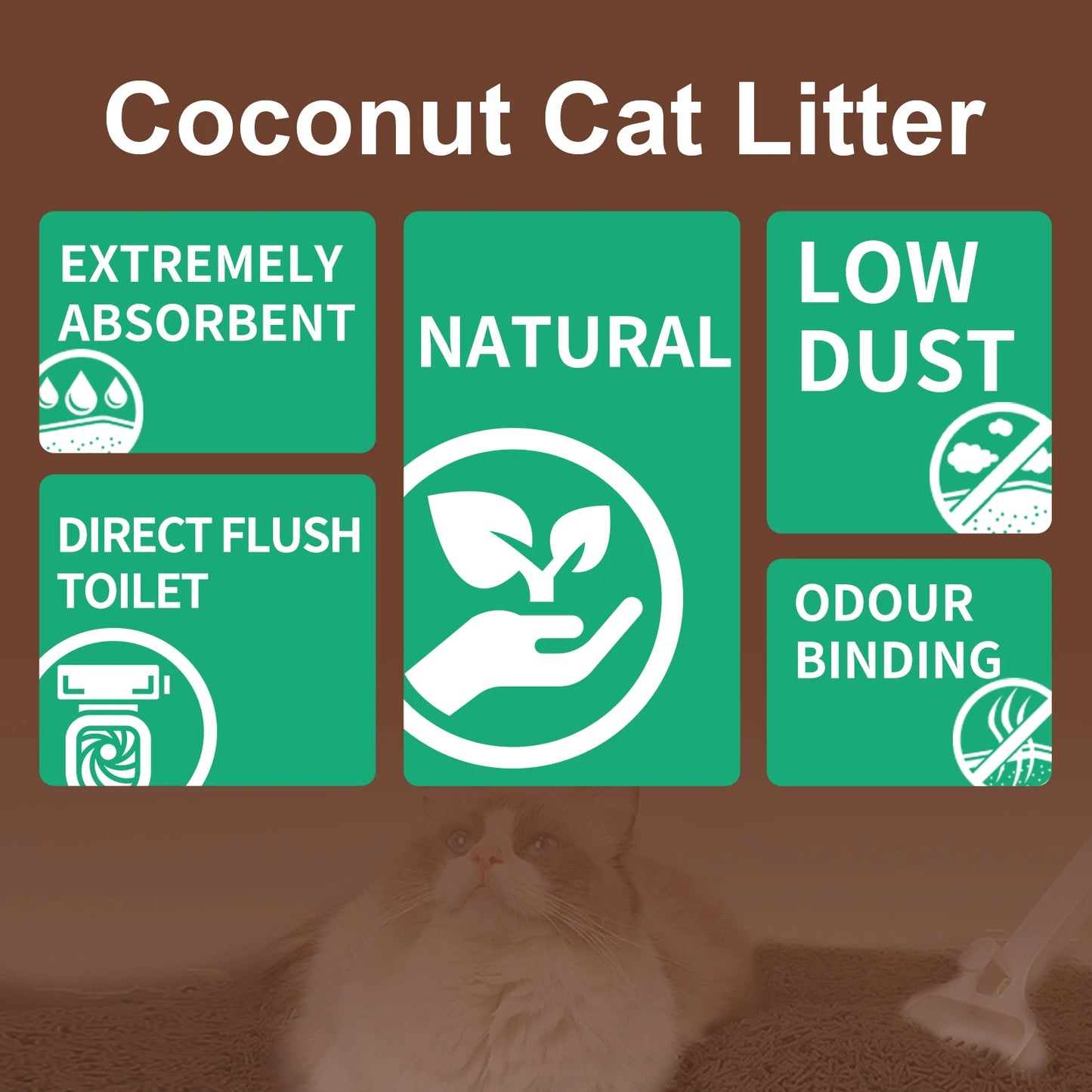 Cat Litter Low Tracking & Flushable 99% Odor Elimination 8X Water Absorption & 98% Solid Clumping