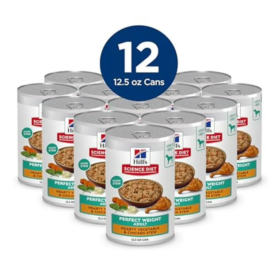 Adult Perfect Weight Wet Dog Food, Hearty Vegetable Stew,.Cans, 12-Pack