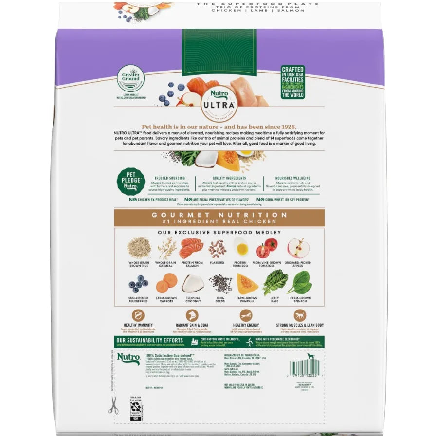 Ultra Adult Dry Dog Food with a Trio of Proteins from Chicken, Lamb and Salmon, 13 lb Bag