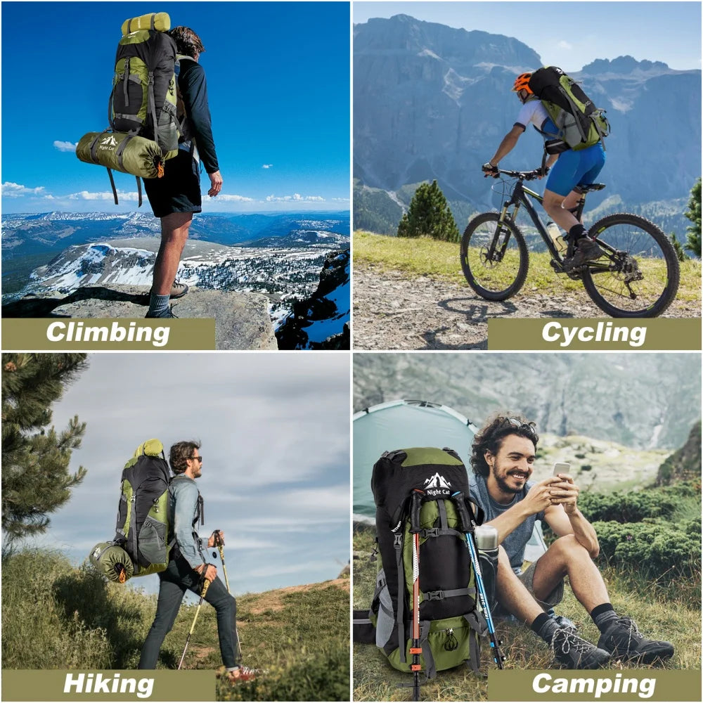 Hiking Backpacks Camping Backpacking Packs for Men Women Lightweight Outdoor for Mountaineering Traveling, No Internal Frame