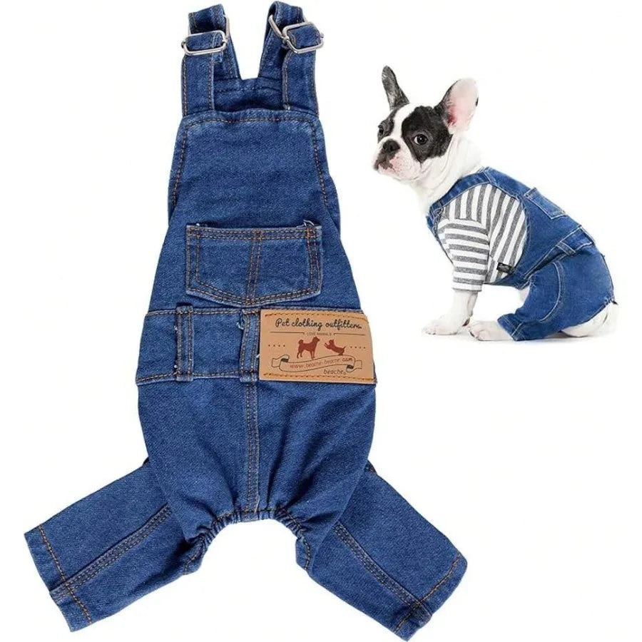 1 Piece of Dog Denim Shirts Puppy Jean Jacket Sling Jumpsuit Costumes Pet Jeans Overalls Dog Pants Outfit