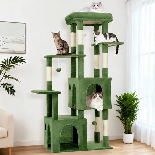 Multi-Level Cat Tree Tower for Large Indoor Cat & Maine Coons Cat Furniture with Perch/2 Condos/Sisal Scratching Posts/Play Toys