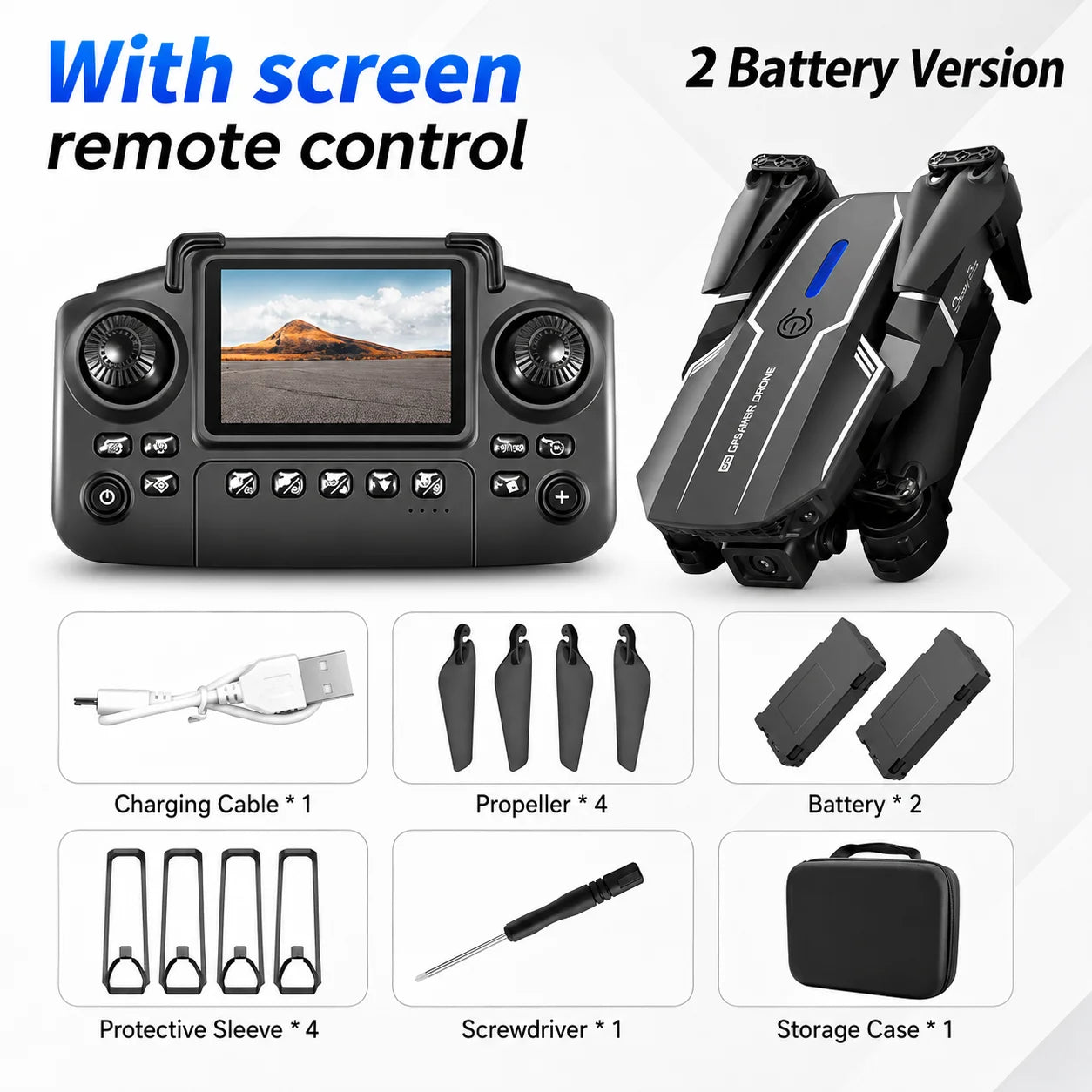2.4Ghz RC Drone with HD Dual Camera Altitude Hold Path Planning Flight 3-Speed Adjustable Foldable Drone Toy