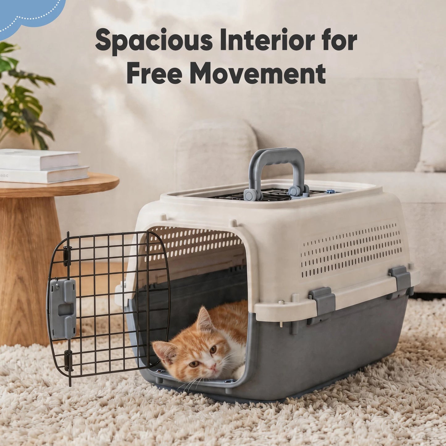 23 Inch Pet Carrier for Small Dogs, Cats, Front Top Load Wire Door Food Bowl Travel Crate with Enhanced Security Latches