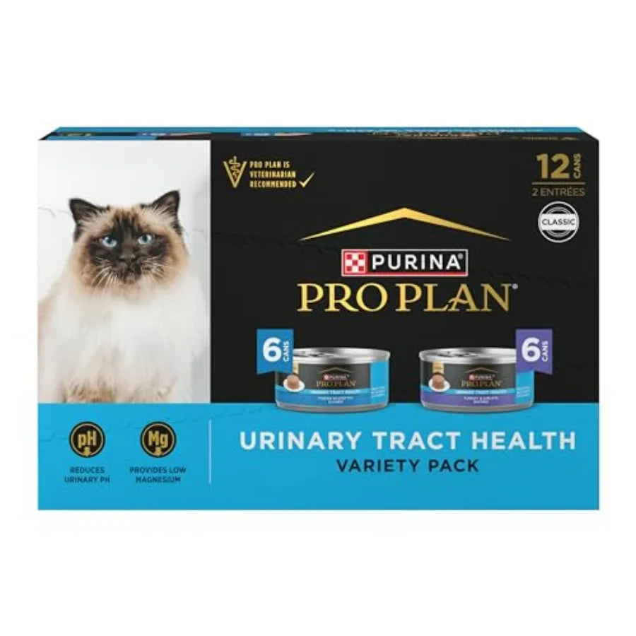 Urinary Tract Health Pate Cat Food Variety Pack, Turkey and Giblets, and Ocean Whitefish Entrees - Pack of 12/5.5 oz. Cans