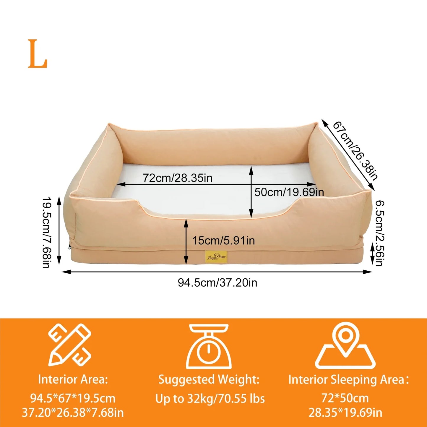 M/L/XL/2XL/3XL Orthopedic Dog Beds Oxford Bolster Foam Base Pet Dogs Couch Sofa Lounger Bed Waterproof Lining Removable Cover
