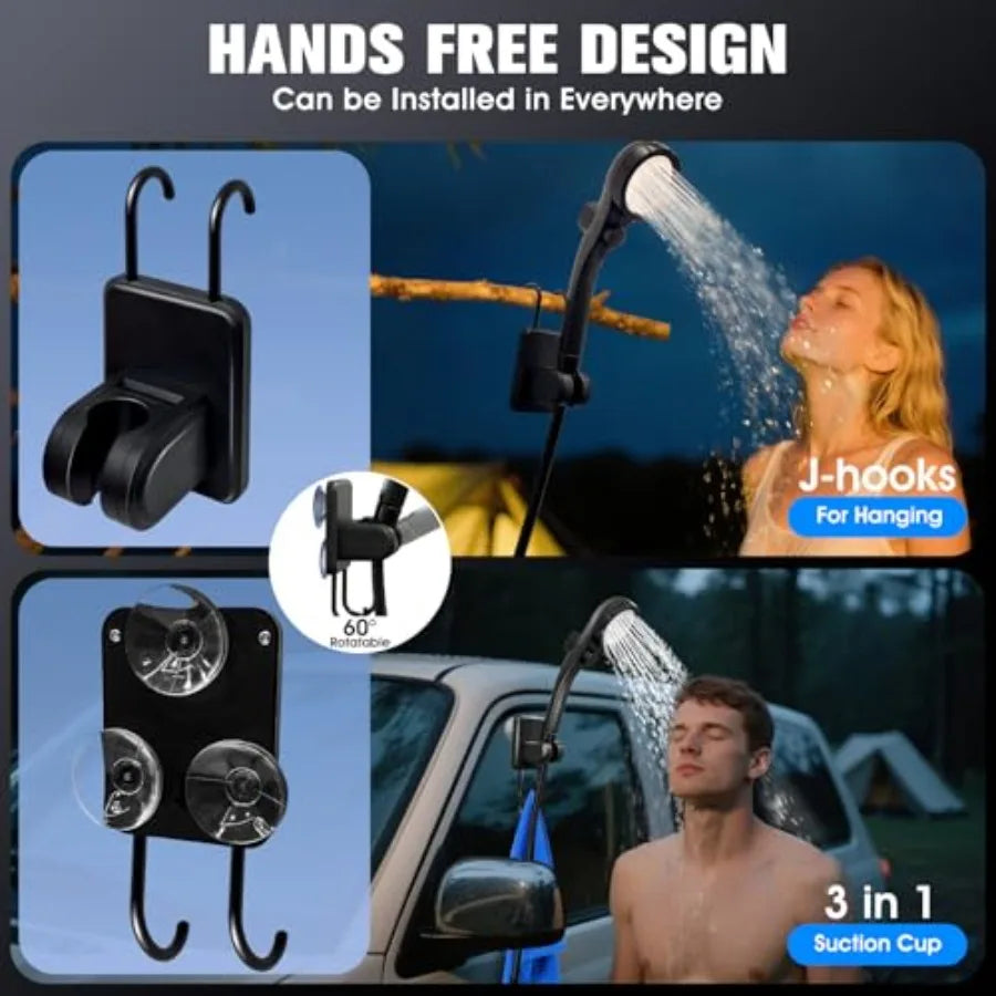Portable Shower With Heater Portable Shower For Camping With 2000W Auto-Off Heater 4 Spray Modes Lasting 140 Mins LED Display