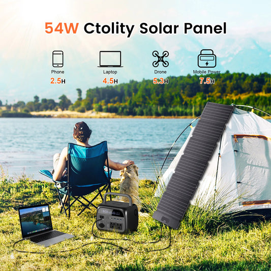 54W ETFE Solar Panel Portable Folding Bag USB Type-C 22% Efficiency Outdoor Power Supply for Home Camping Power Bank ﻿