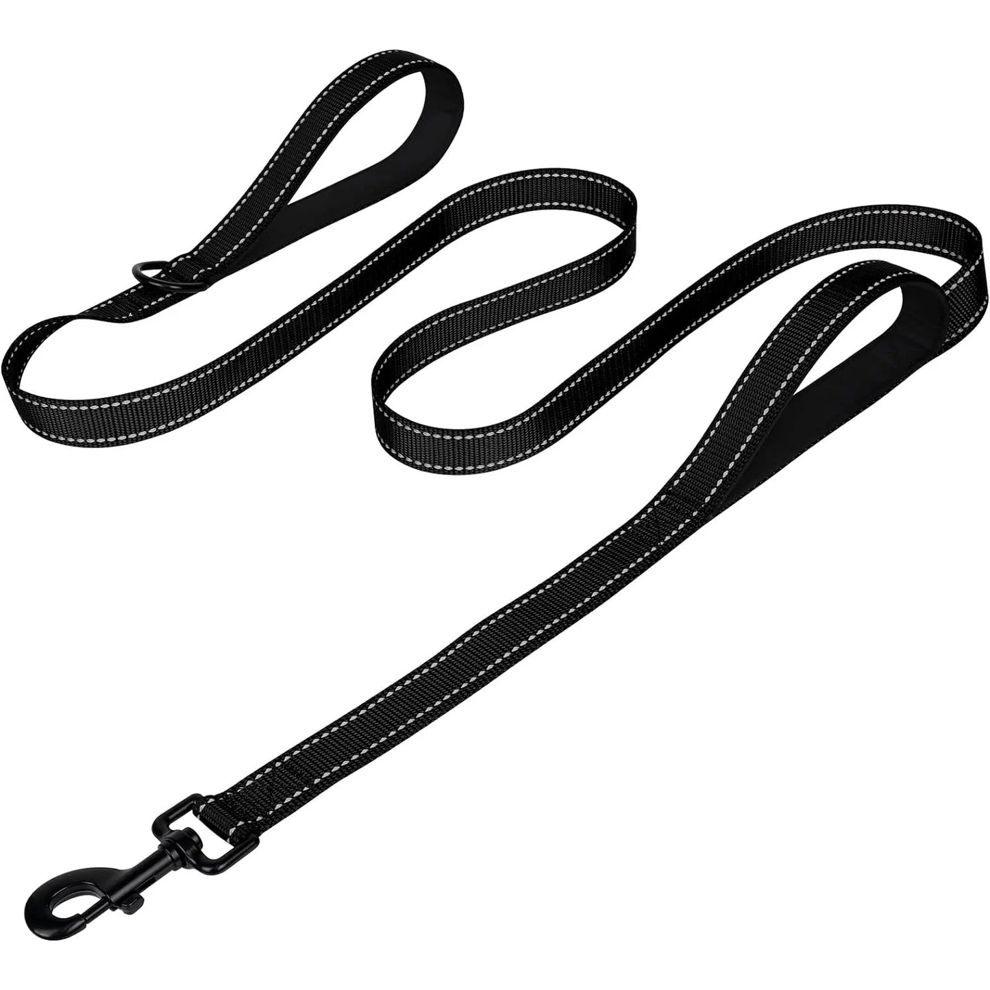 Heavy Duty Double Handle Dog Leash with Reflective Strips for Night Safety - Ideal for Large and Extra Large Breeds