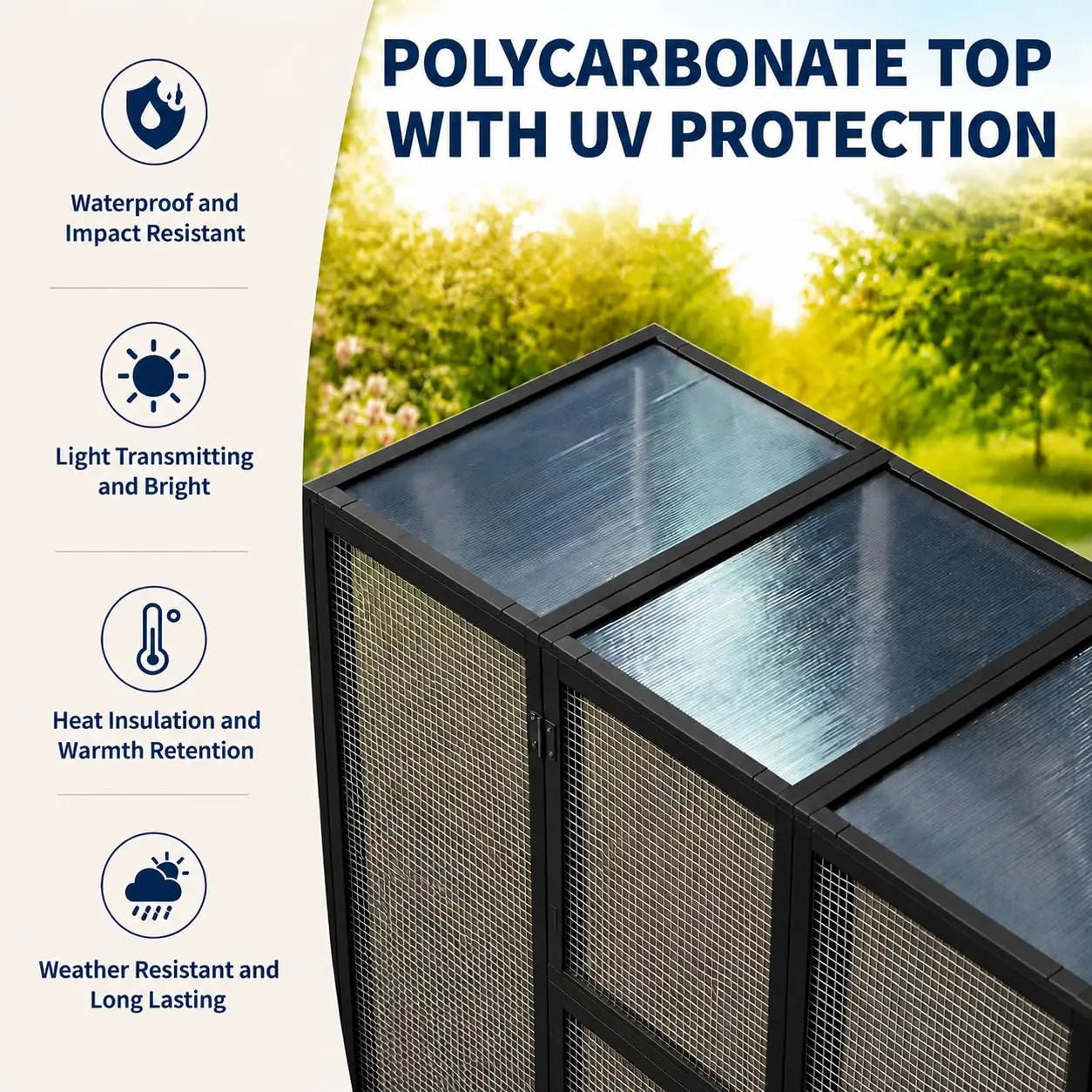 70in Outdoor Catio Cat Enclosure, Large Wooden Cat House With Waterproof UV Roof, 5 Platforms 2 Rest Boxes For Patio Backyard Cats