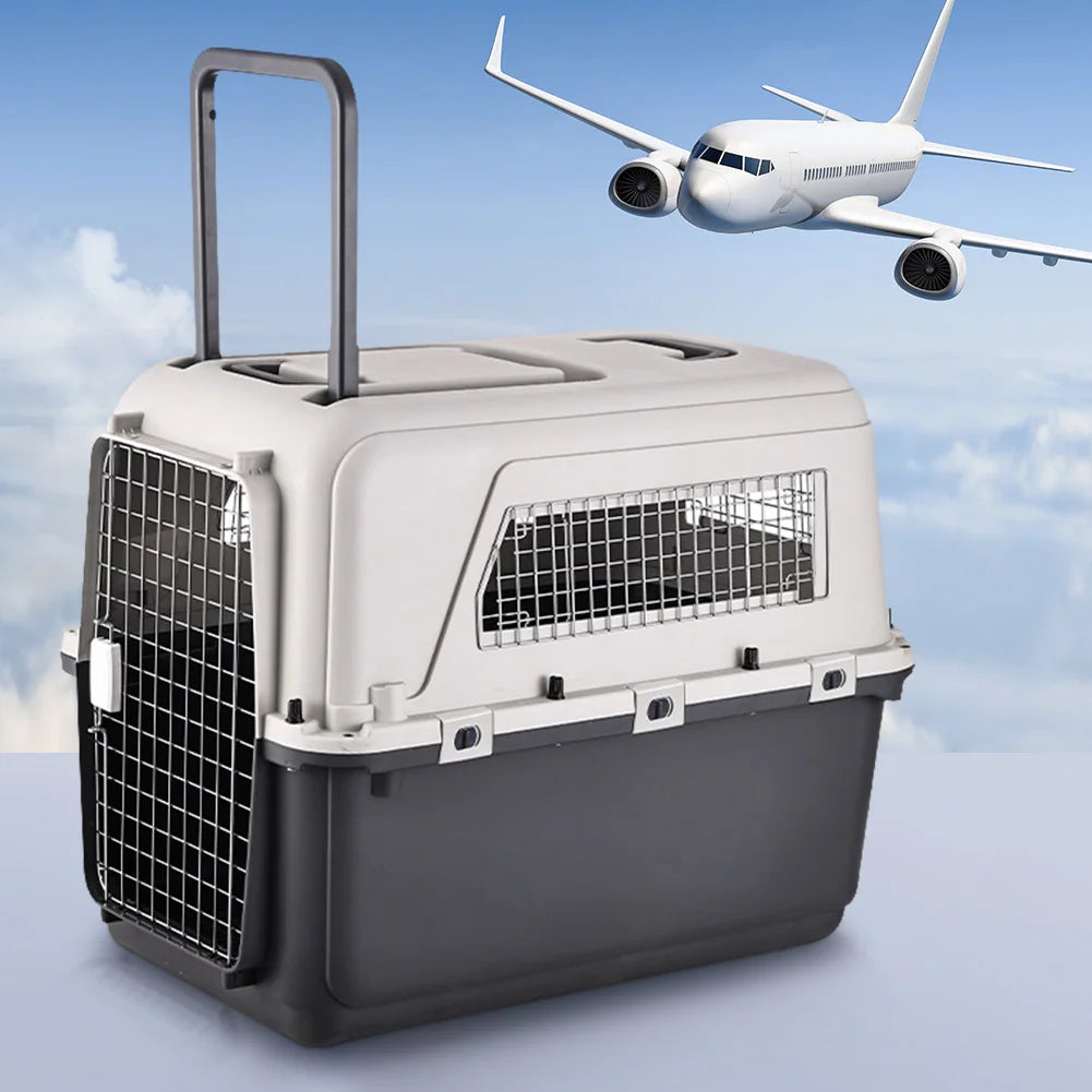 Cats Pet Travel Carrier Length 33"/Width 21.6"/Height 25.2" with Handle & Metal Door Pet Carrier & Crate for Puppies Kittens