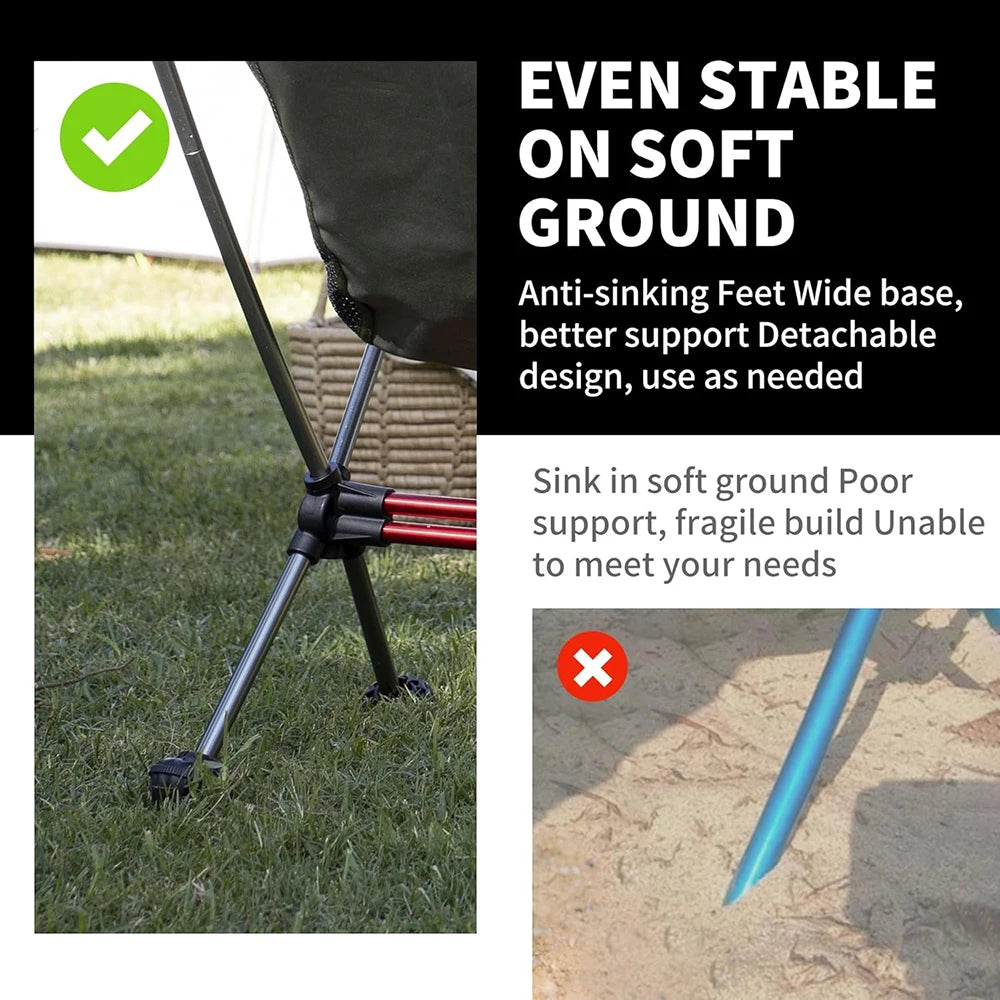 Portable Folding Camping Chair Ultralight Backpacking Chair with Anti-Sinking Feet Folding Hiking Fishing Chair