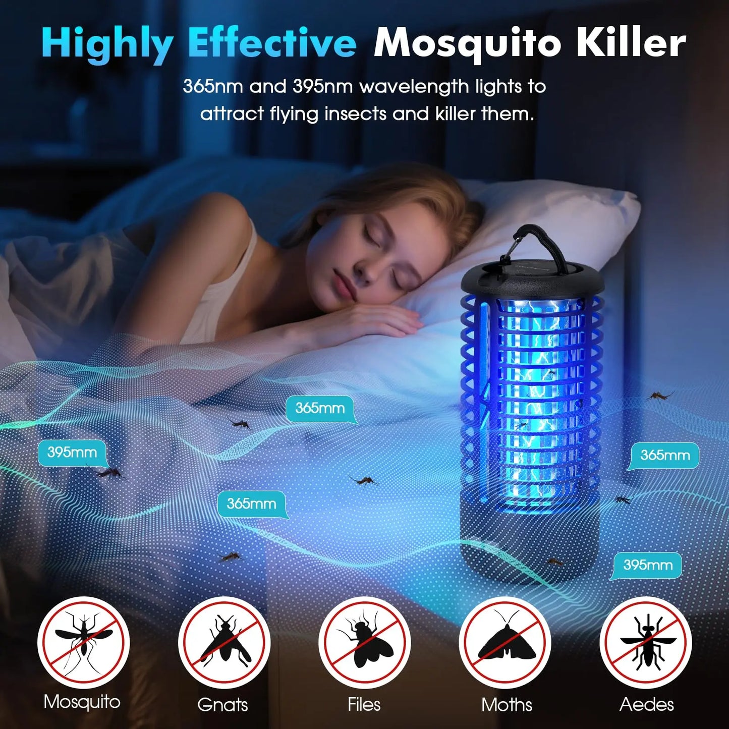 2 Pack Rechargeable Bug Zapper Portable Electric Mosquito Killer for Indoor & Outdoor Fly Trap for Camping, Patio, Garden