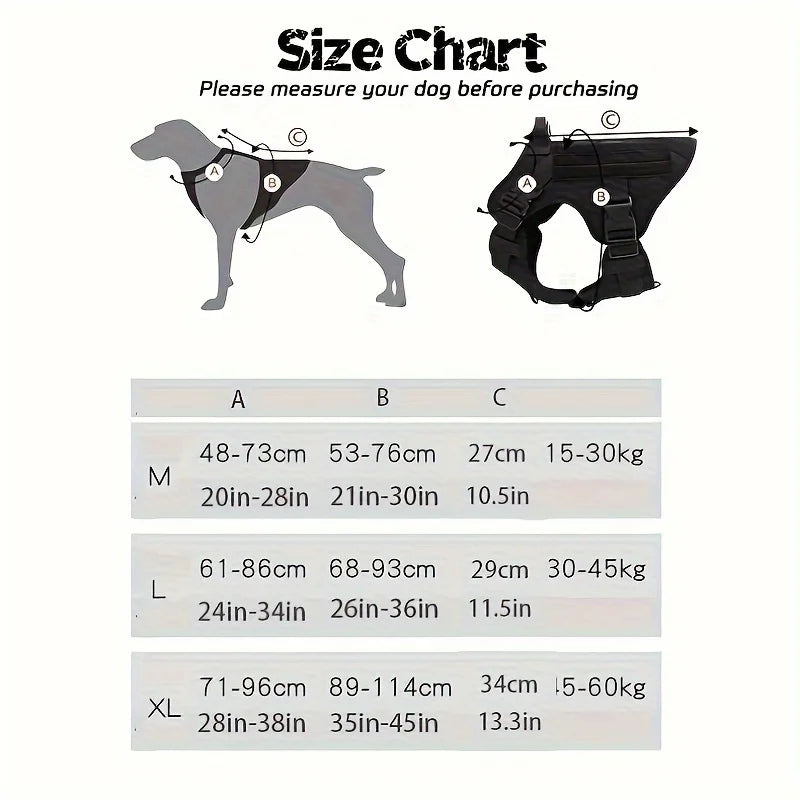 Tactical Dog Vest & Leash Suitable for Medium to Large Dogs - Outdoor Combat Harness Vest with Belt System, 5-Foot Leash, Tactic
