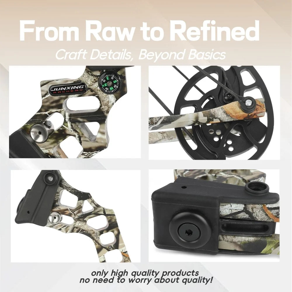 Compound Bow Set 20-70 lbs Adjustable 320FPS 80% Let-off RH LH for Hunting Target Shooting Archery Practice Use