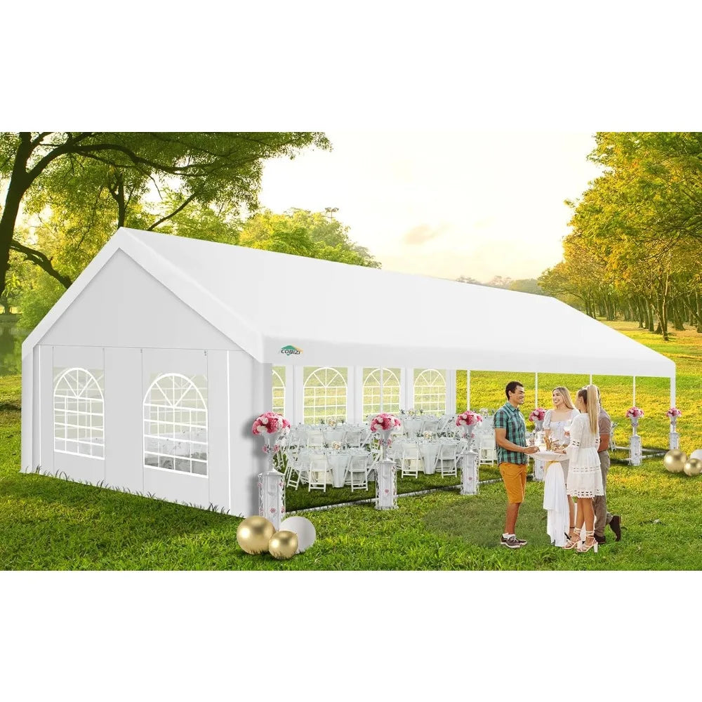 20' x 40' Party Tent Heavy Duty, Galvanized Wedding Tent, Event Shelter for Parties, Outdoor with Removable Sidewall & Built-In Sandbag