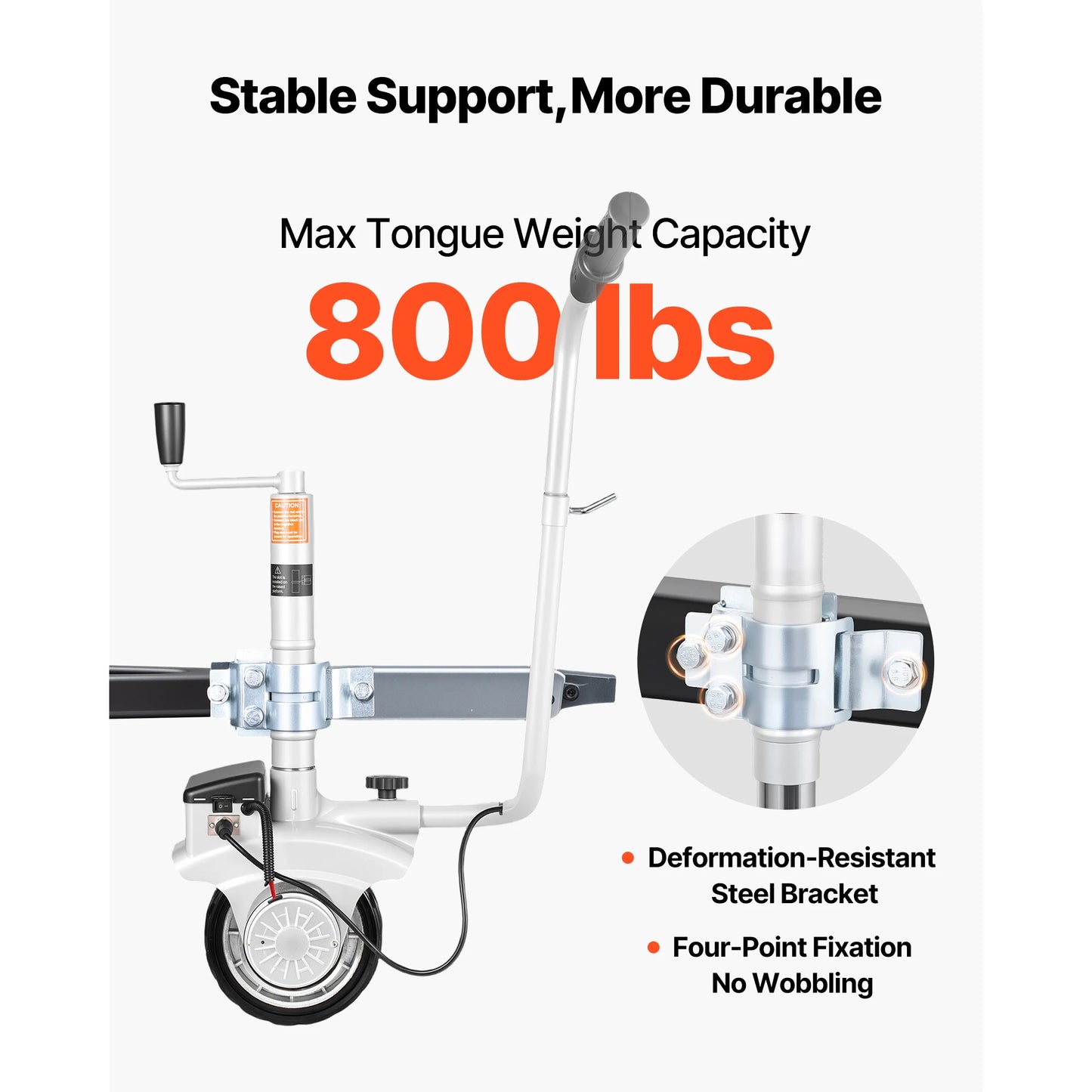 Electric Trailer Dolly 5500lbs 380W 12V Motorized Jockey Wheel with 23ft/min Moving Speed for Caravan Boat Moving