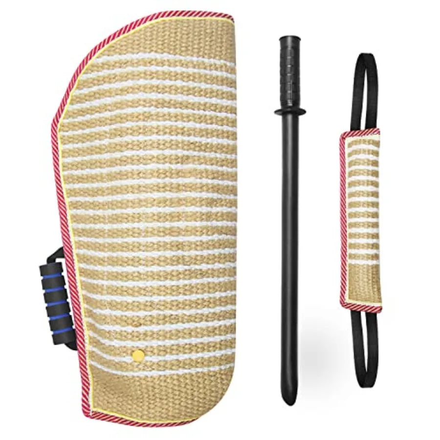 Dog Bite Training Set Dog Bite Sleeve Arm with Whip Agitation Stick, Professional Dogs Agility Training Equipment Protection