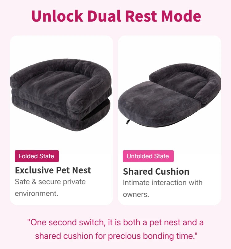 Dual-Use Extra Large Pet Bed 71x43x10in Foldable Cozy Cuddler Pet Mat for Owners And Pets to Rest Together