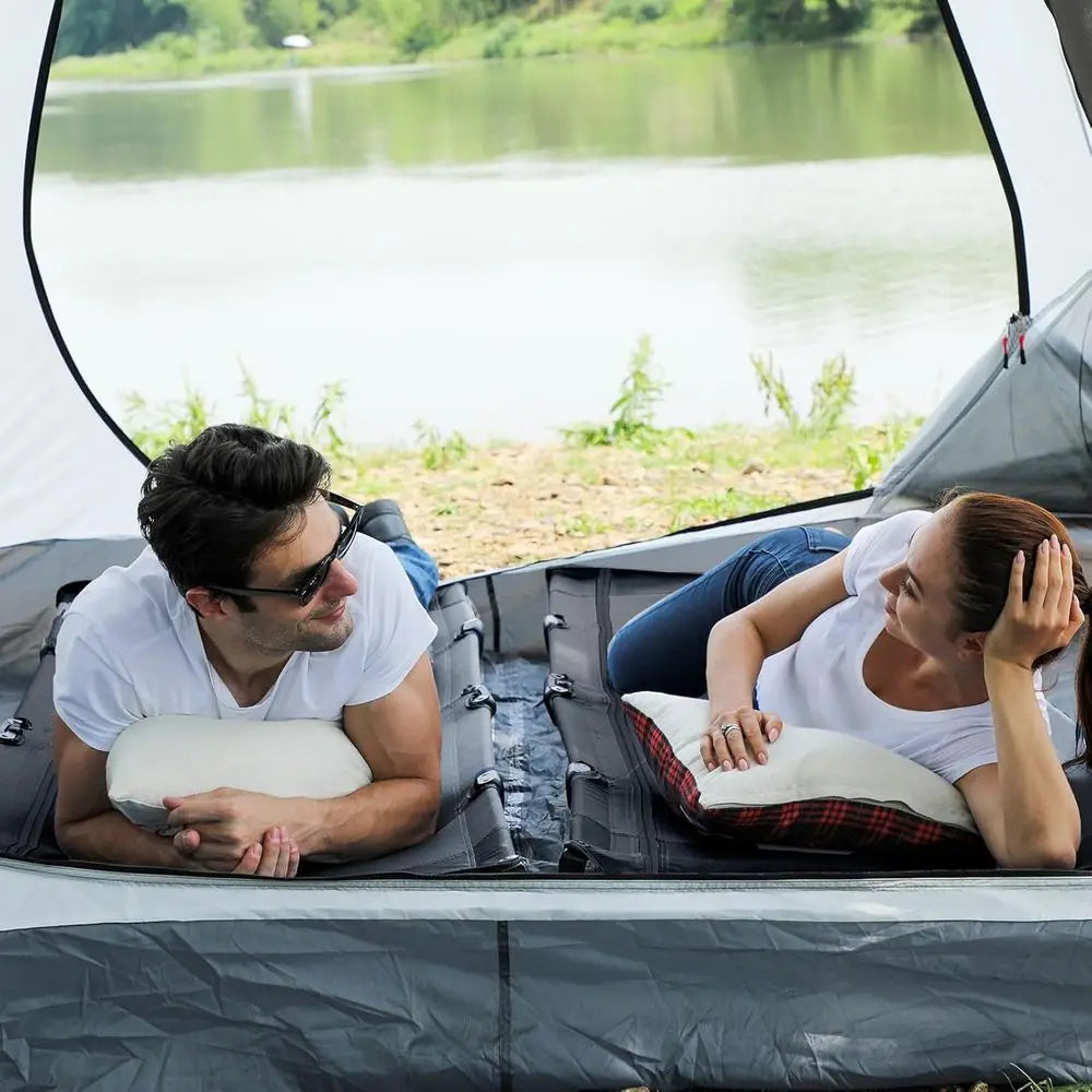 Lightweight Portable Camping Cot with Zipper Closure, Carry Bag, Supports Up to 225lbs, Black