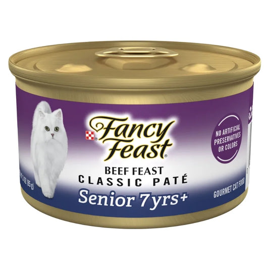 Senior Classic Pate Kitten Food, Wet Cat Food, Beef Feast, 3 oz Cans, 24 Pack