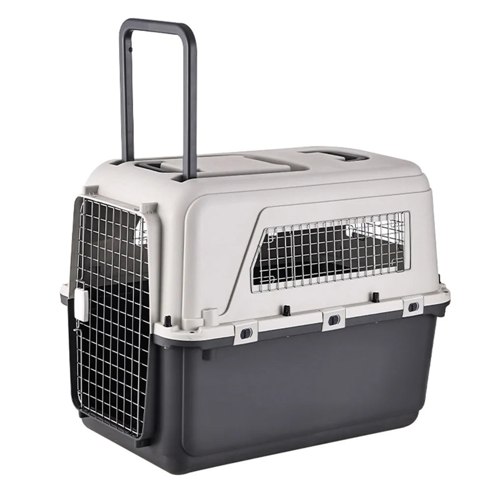 Heavy Duty Airline Travel Flight Carrier Length 33"/Width 21.6"/Height 25.2" with Handle & Metal Door Cats Pet Travel Carrier