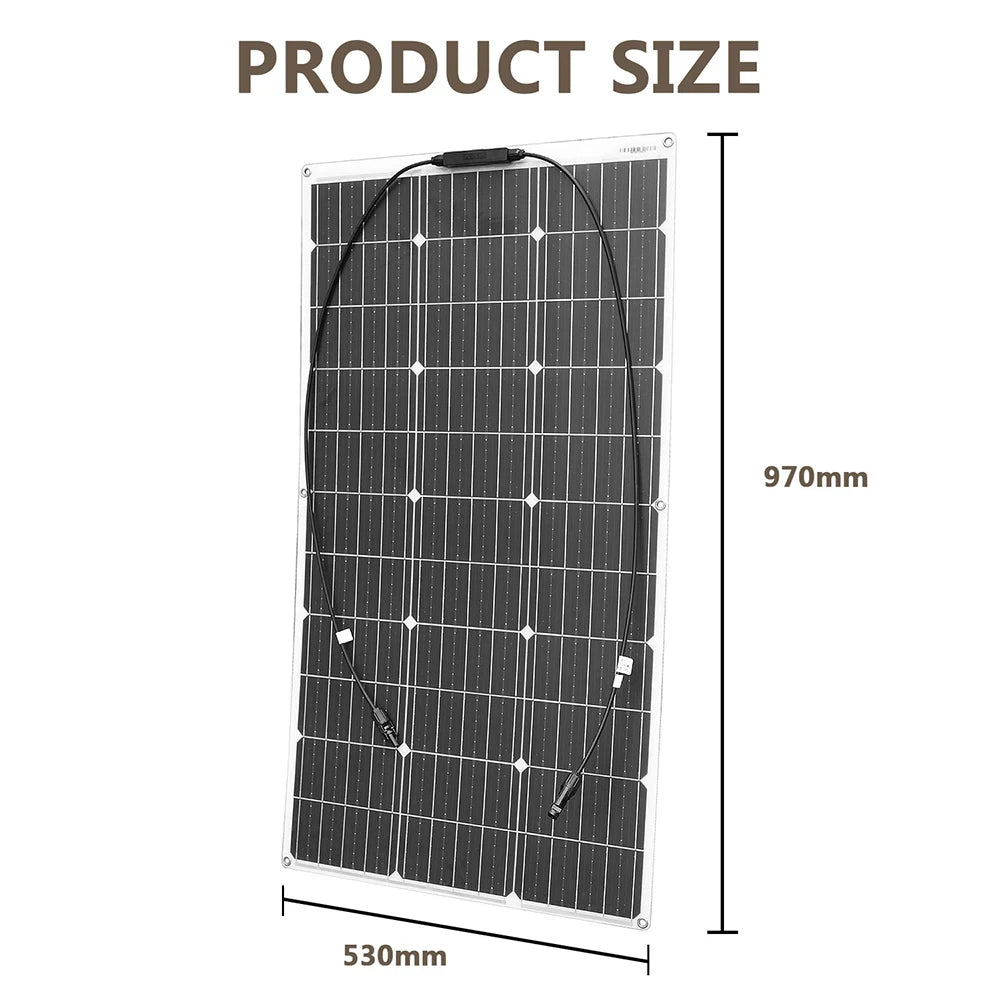 12V Flexible Solar Panel Kit 100W 200W 300W Solar Panels with Solar Controller for Boat, Car, RV, and Battery Charger
