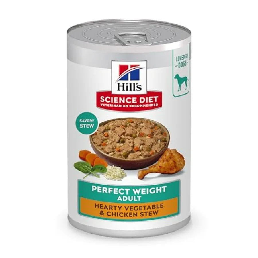 Adult Perfect Weight Wet Dog Food, Hearty Vegetable Stew,.Cans, 12-Pack