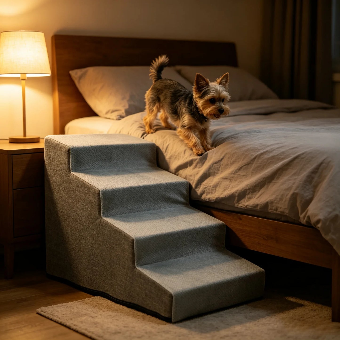 3/4/5 Steps High Density Foam Dog Stairs Ramps, for High Beds and Sofa, Non-Slip Pet Steps Sofa Bed Ladder, with Washable Cover