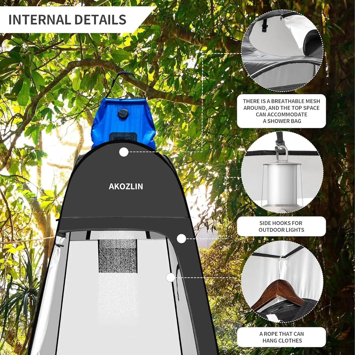 Portable Pop Up Shower Tent Instant Privacy Dressing Changing Tent Outdoor Shower Room Camp Toilet Tent with UPF 50+ Waterproof