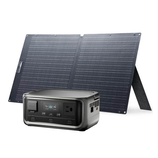 P300 Solar Generator 256Wh Portable Power Station & SE100 100W Monocrystalline Solar Panel for Camping RV Home