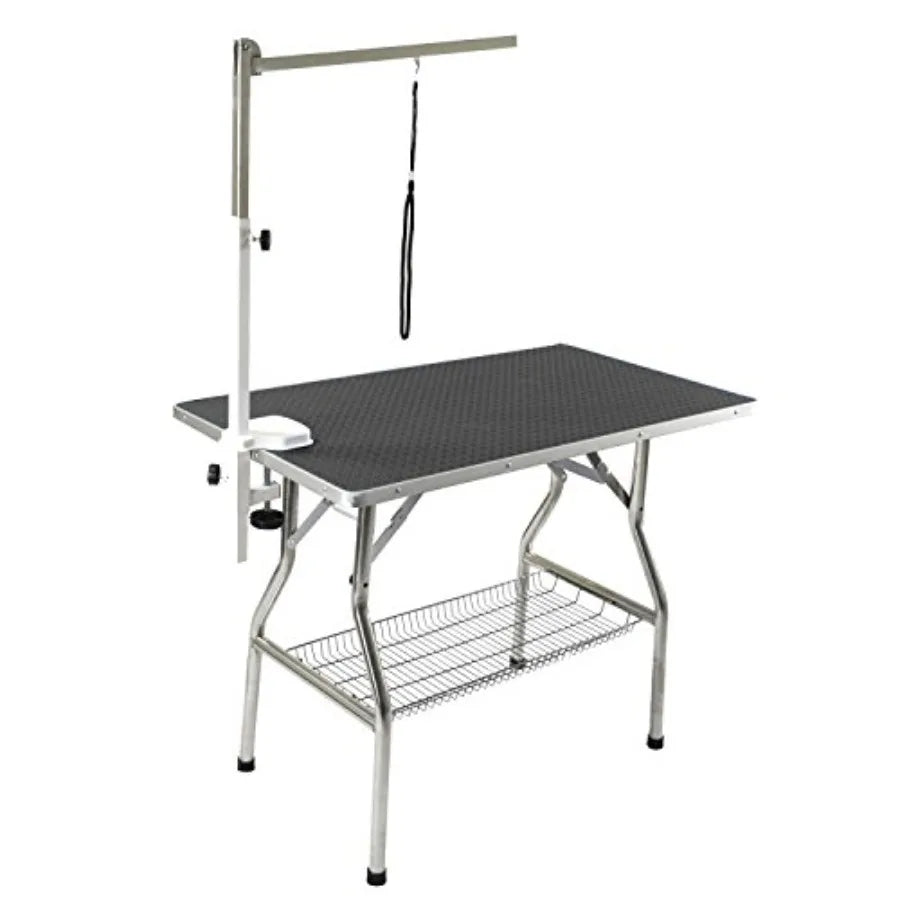 Foldable Dog Pet Grooming Table 32" Small Size Heavy Duty Stainless Steel Frame Black 32" x 21"