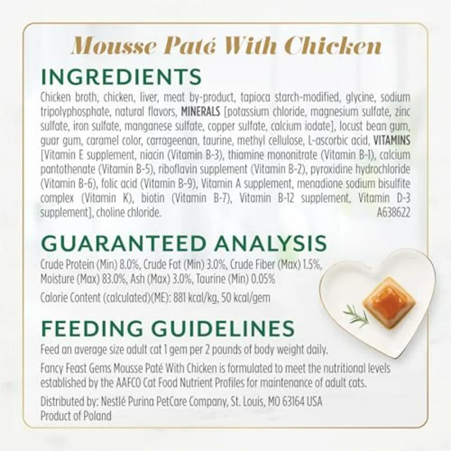 Gems Pate Mousse with Turkey and with Chicken Wet Cat Food Variety Pack - 4 oz. Pack of 16