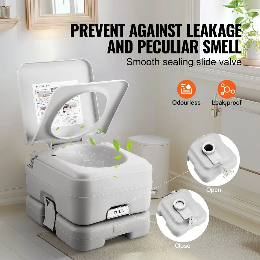 Portable Toilet for Camping with Carry Bag, RV Toilet with 3.2 Gal Waste Tank, Push-Button Pressurized Flush Commode, Leak-Proof
