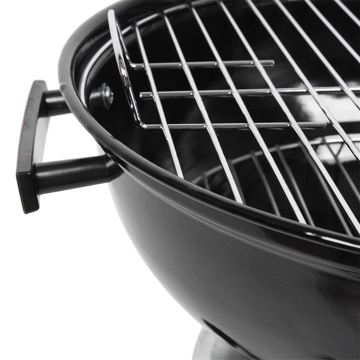 Portable Charcoal Grill with Thermometer & Wooden Handle Compact Tabletop Barbecue Grill for Outdoor Camping BBQ Grilling Backy
