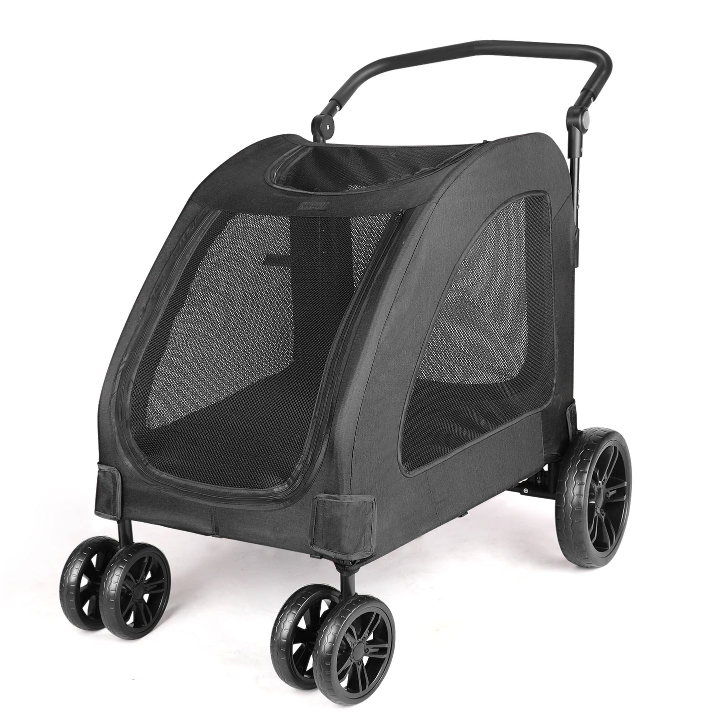Heavy-Duty Dog Stroller for Large Dogs up to 120 lbs, Foldable Pet Wagon with 360° Wheels, All-Round Ventilation, Front & Rear Z