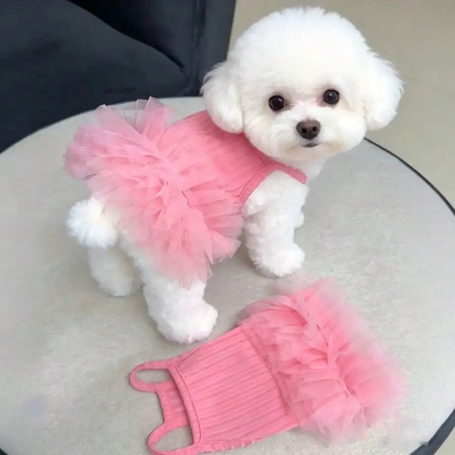 1pc Dog Cat Pink Tutu Clothes Valentine Day Dresses Small Doggy Pet Sweet Outdoor Birthday Party Festival Outfit